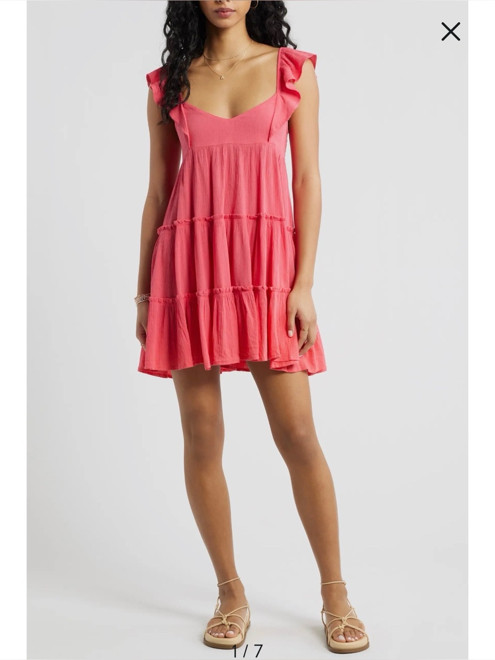 Nordstrom bp Bright Pink Ruffle Strap Tiered Sundress